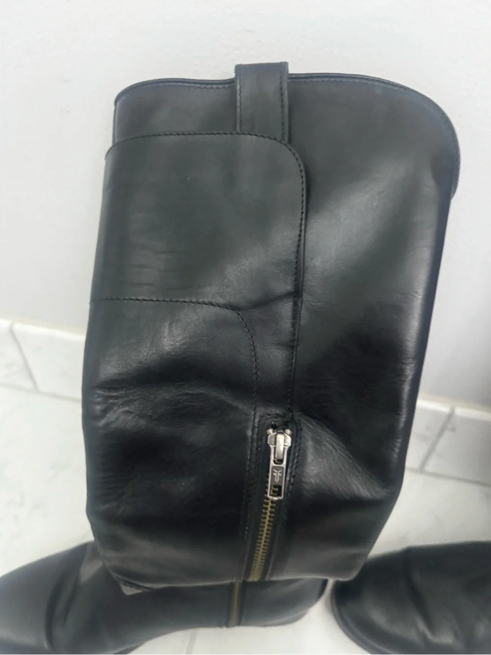 Frye Black Leather Over-the-Knee Riding Boots